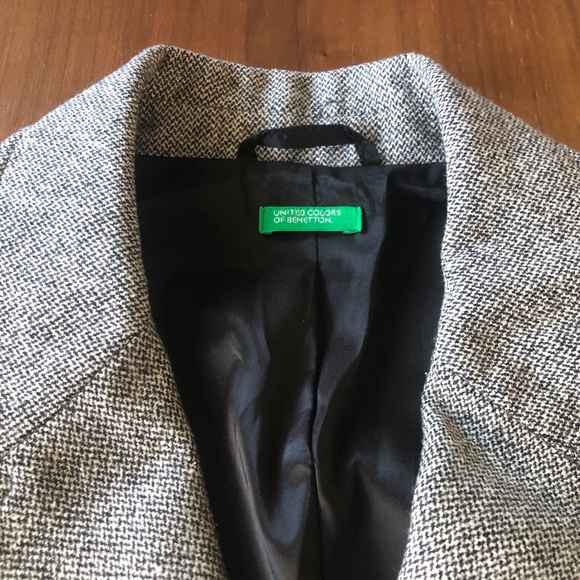 United Colours of Benetton Gray Wool Blend Blazer with Corduroy Collar ✨ Size 42 - Picture 11 of 16
